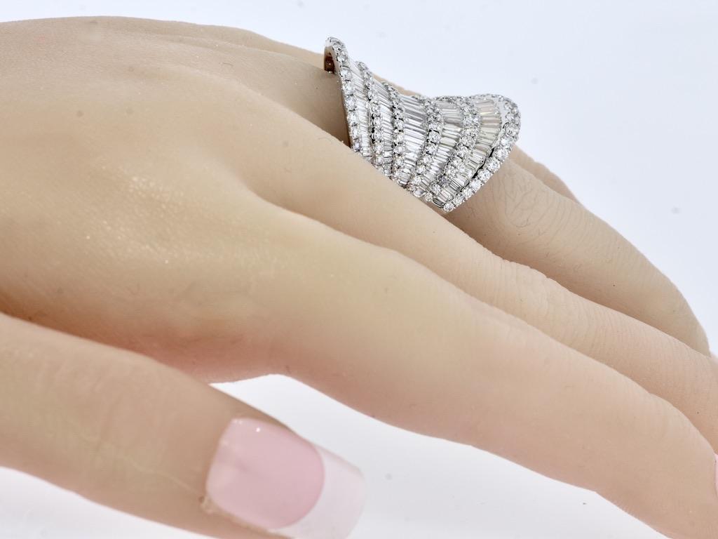 Women's or Men's 18K and Exactly 6.53 cts. of White Diamond in this Large and Impressive Ring. For Sale