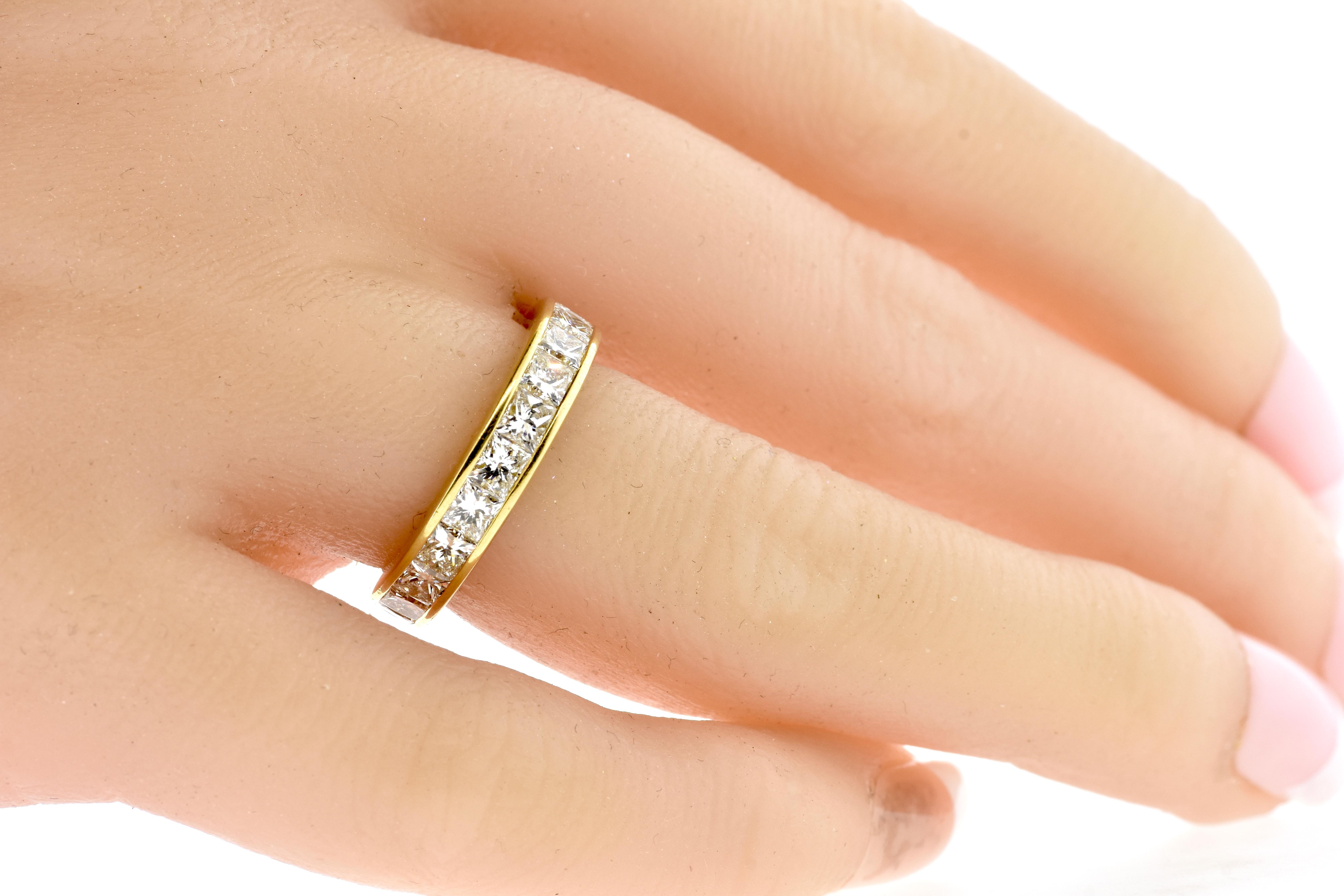 Contemporary 18k and Fancy Cut Diamond Eternity Band Ring