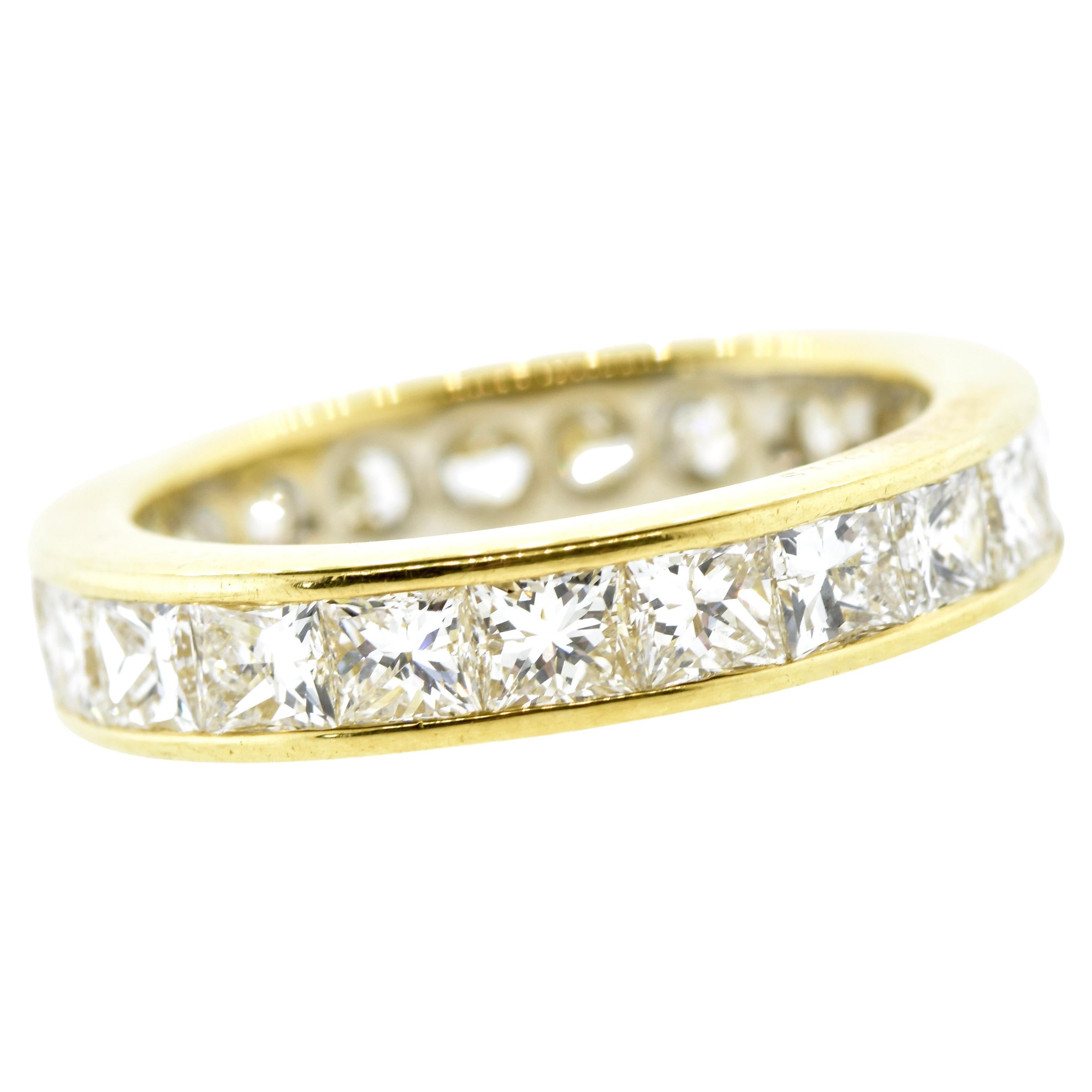 18k and Fancy Cut Diamond Eternity Band Ring In Excellent Condition In Aspen, CO