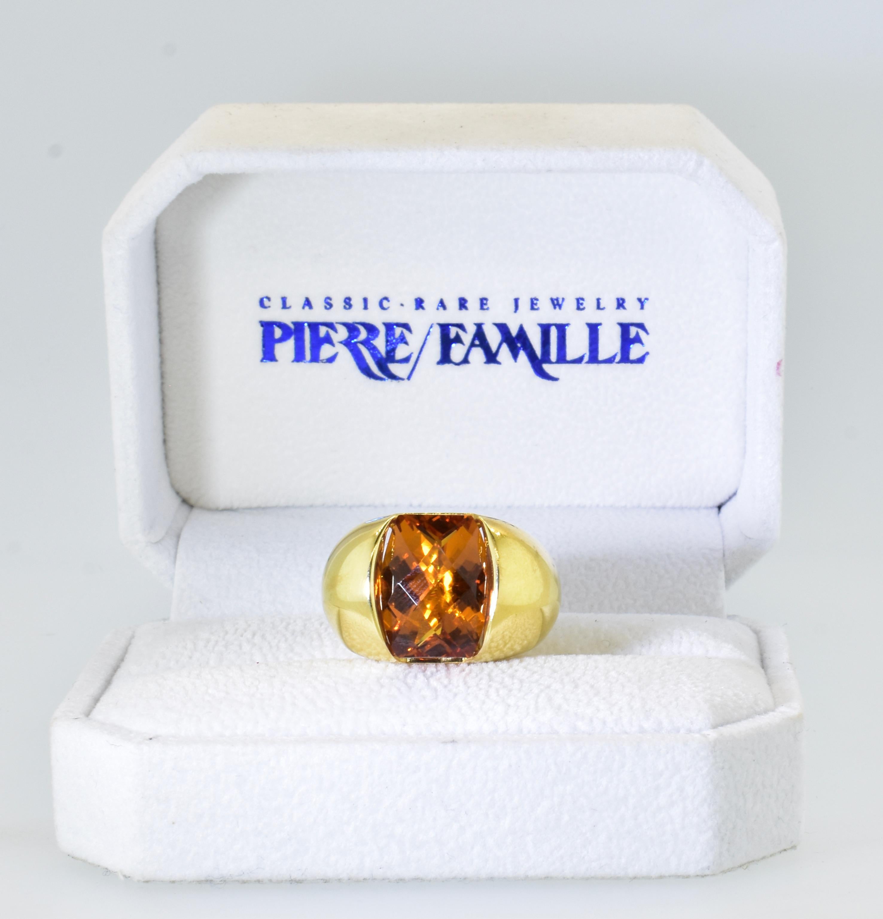 Bague grande et audacieuse en or jaune 18 carats et citrine Madeira de taille fantaisie, par Aqua Excellent état à Aspen, CO