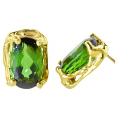 18K and Fine Vivid Green Tourmaline Earrings