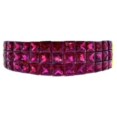 18K and Invisibly Set Natural Fancy Cut Ruby Ring
