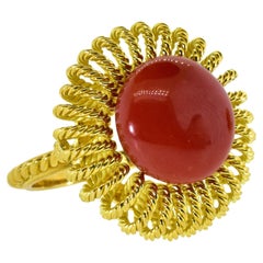 18K and Oxblood Red Mediterranean Coral Retro Ring, circa 1950.