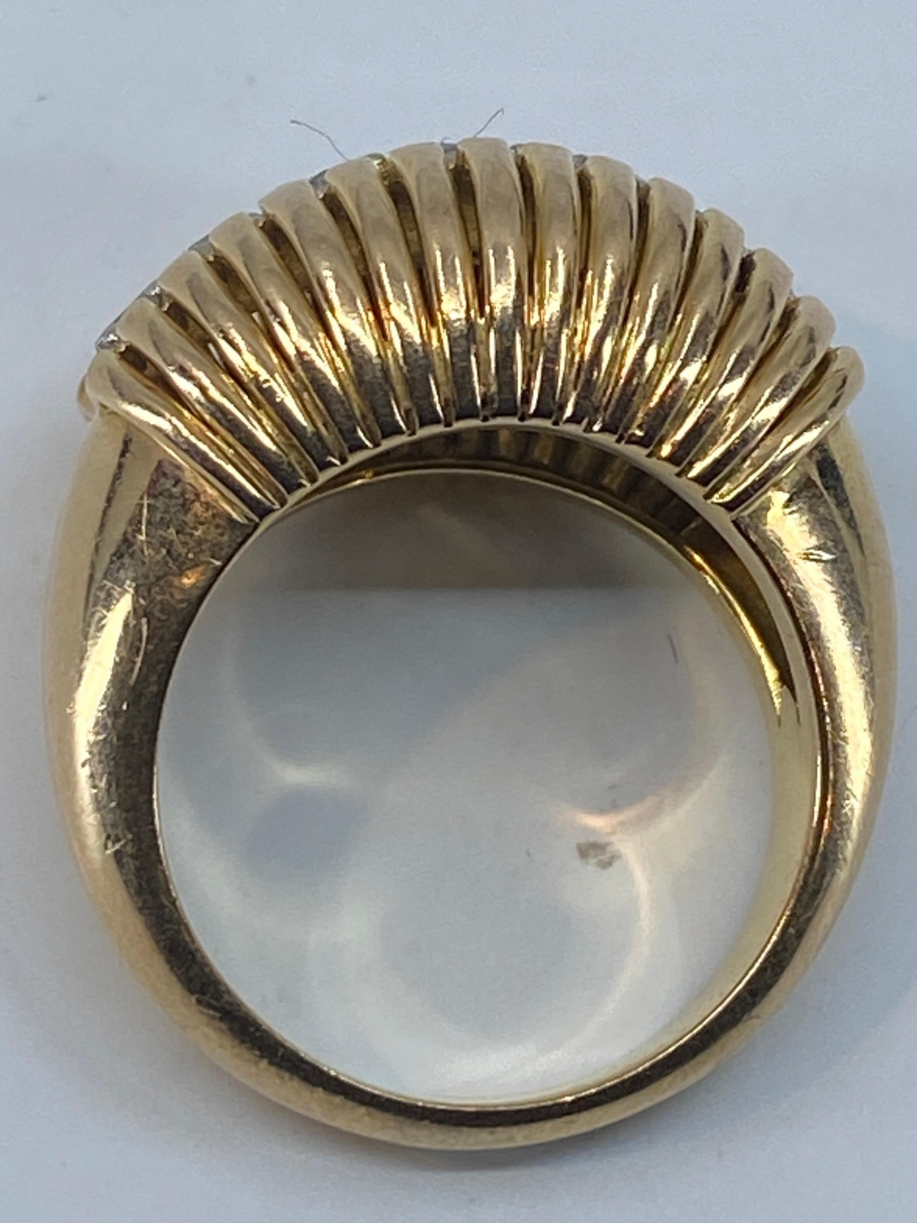 Modern 18k and Platinium Band Ring, Set with a Line of Diamonds, Around 1950 For Sale