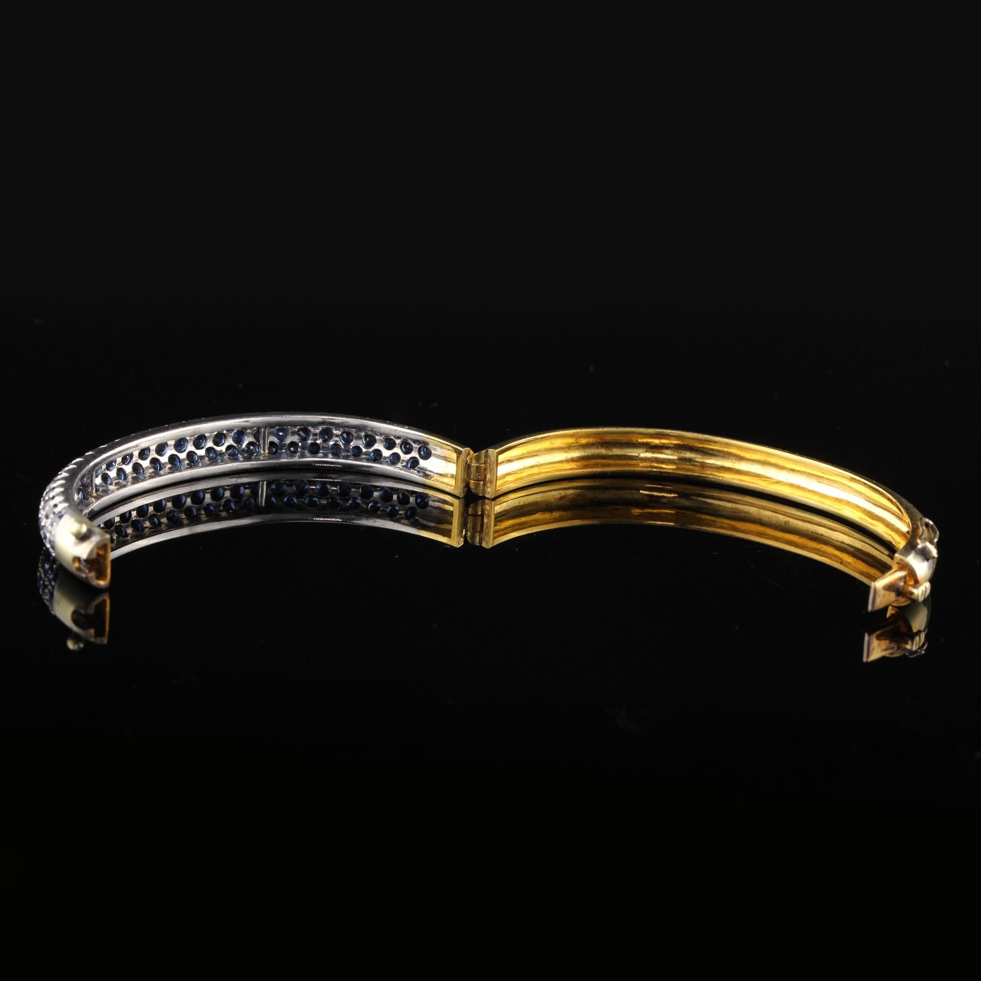 Vintage 18K Yellow Gold Sapphire Bangle In Good Condition In Great Neck, NY