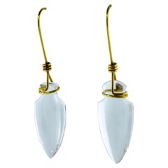 18K and Rock Crystal Pendant-Style Earrings by Tina Chow, 1990
