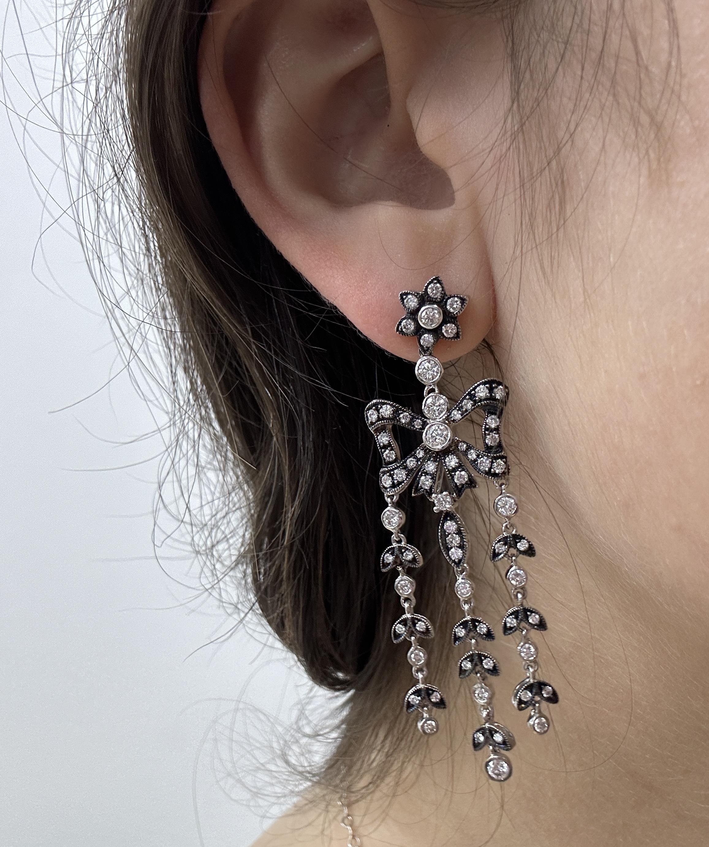 De las mujeres Pendientes de diamantes de 18 quilates y plata en venta