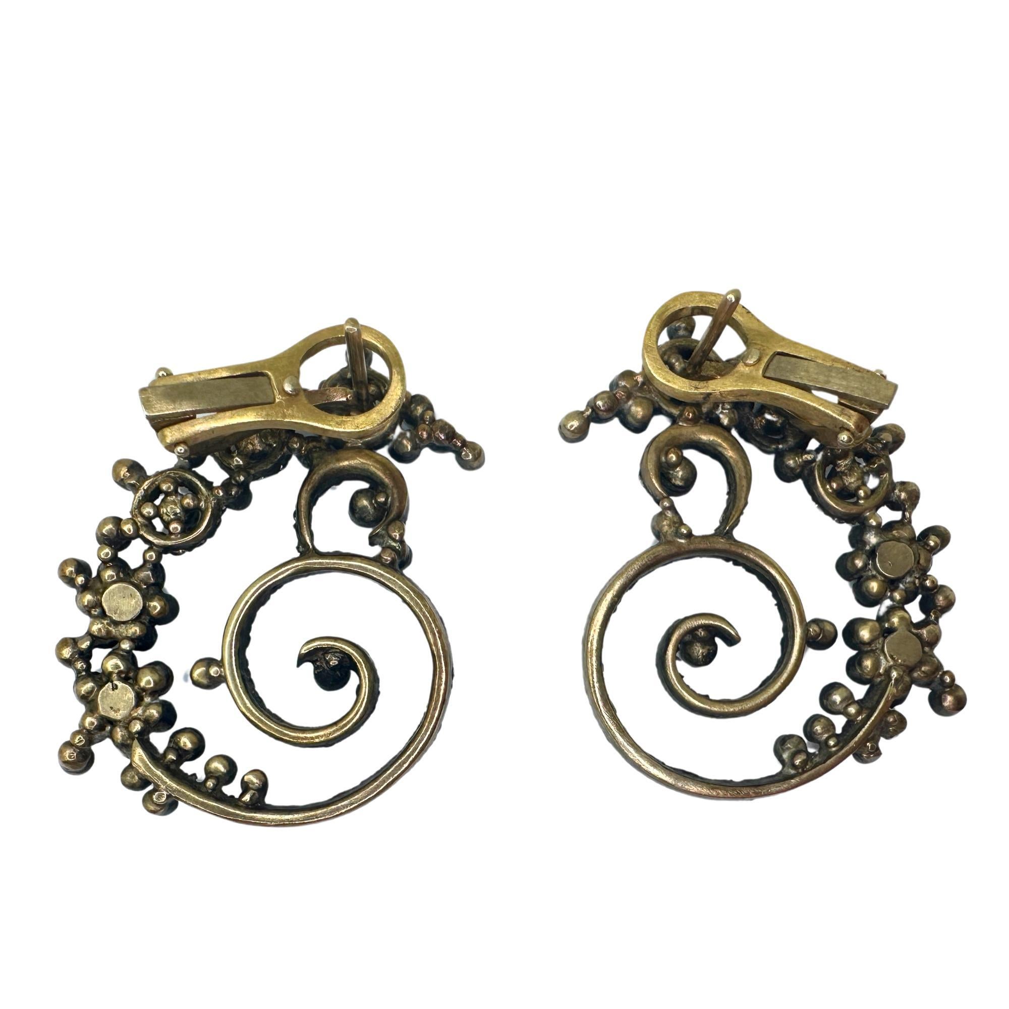 18k and Silver Rose Cut Diamond Earrings In Good Condition For Sale In New York, NY
