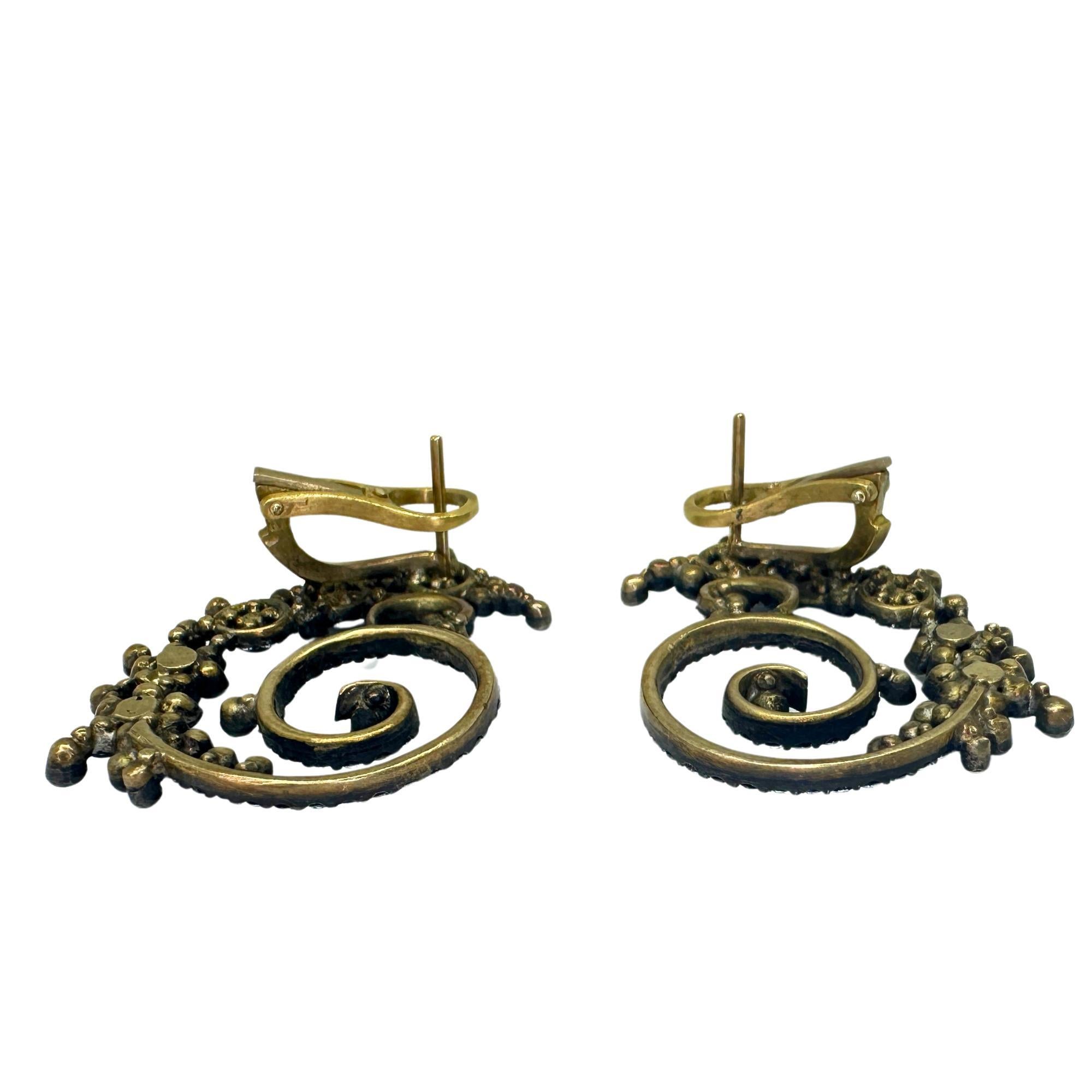 Women's 18k and Silver Rose Cut Diamond Earrings For Sale