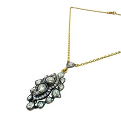 18k and Silver Top Rose Cut Diamond Necklace