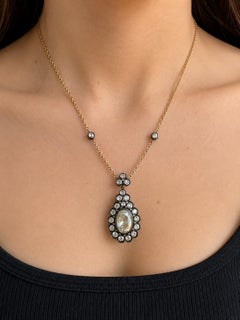 18k and Silver Top Rose Cut Diamond Necklace