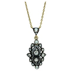 18k and Silver Top Rose Cut Diamond Necklace