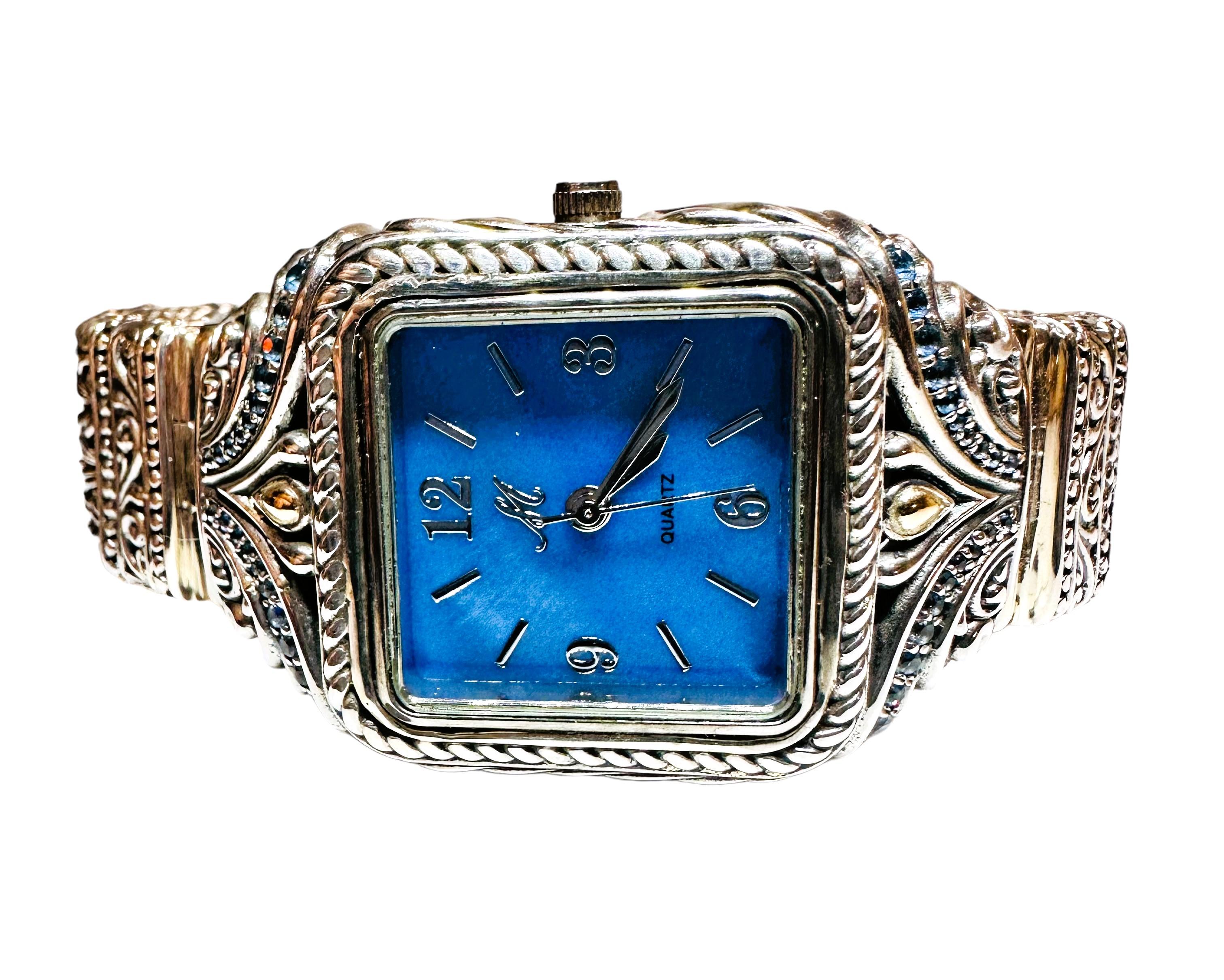 18k and Sterling Silver Topaz MOP Robert Manse of Bali Quartz Watch 4