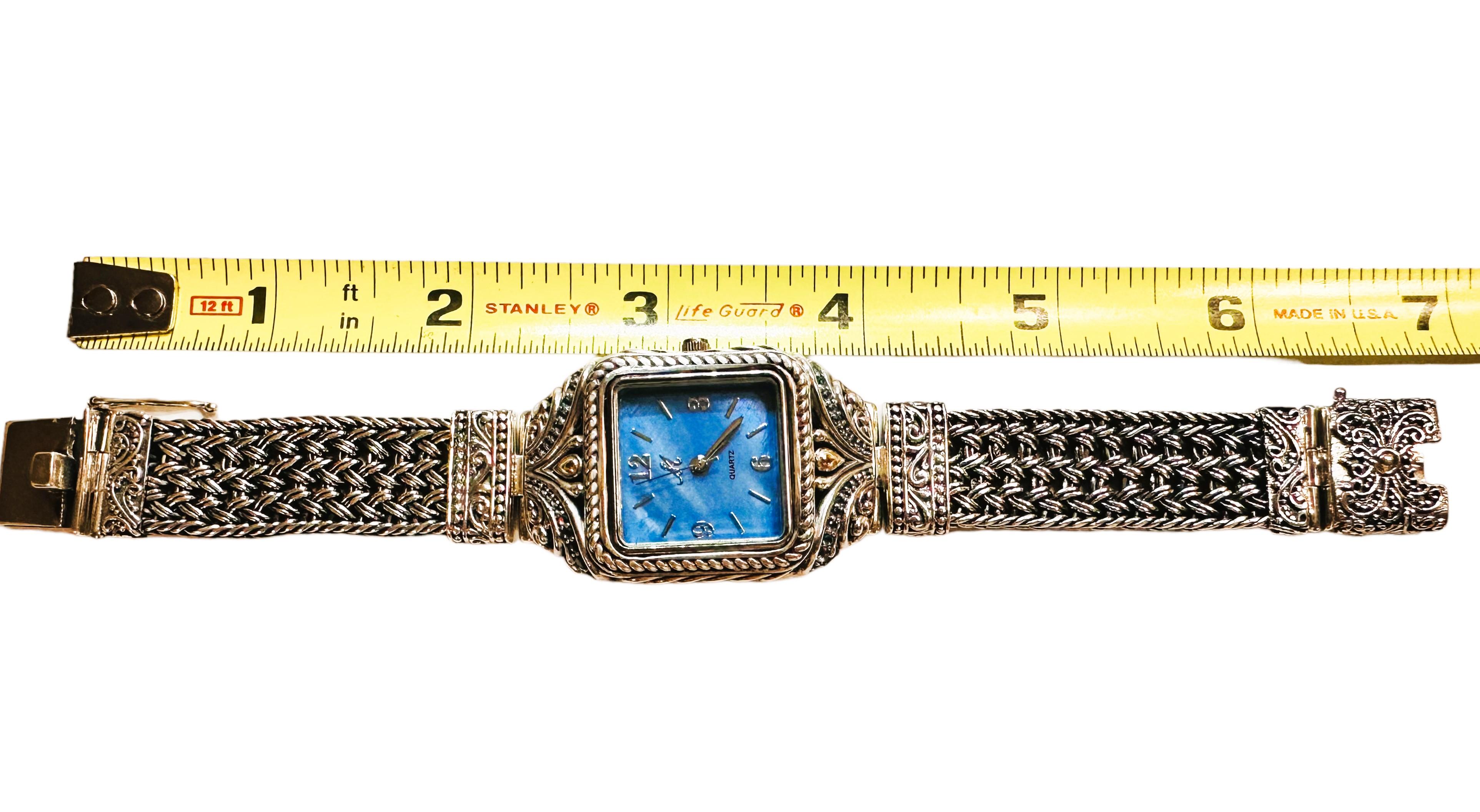 18k and Sterling Silver Topaz MOP Robert Manse of Bali Quartz Watch 5