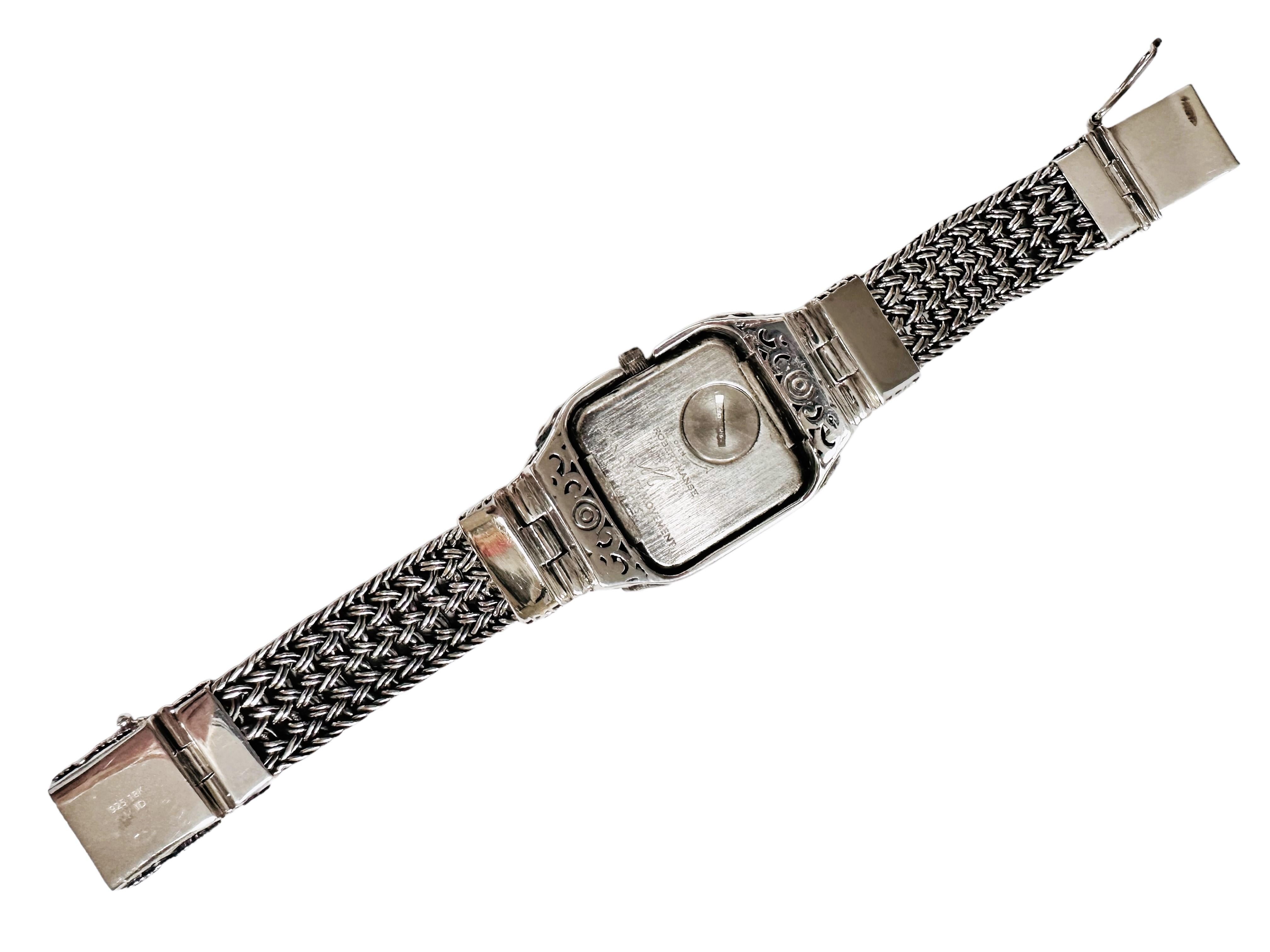 18k and Sterling Silver Topaz MOP Robert Manse of Bali Quartz Watch In Excellent Condition In Eagan, MN