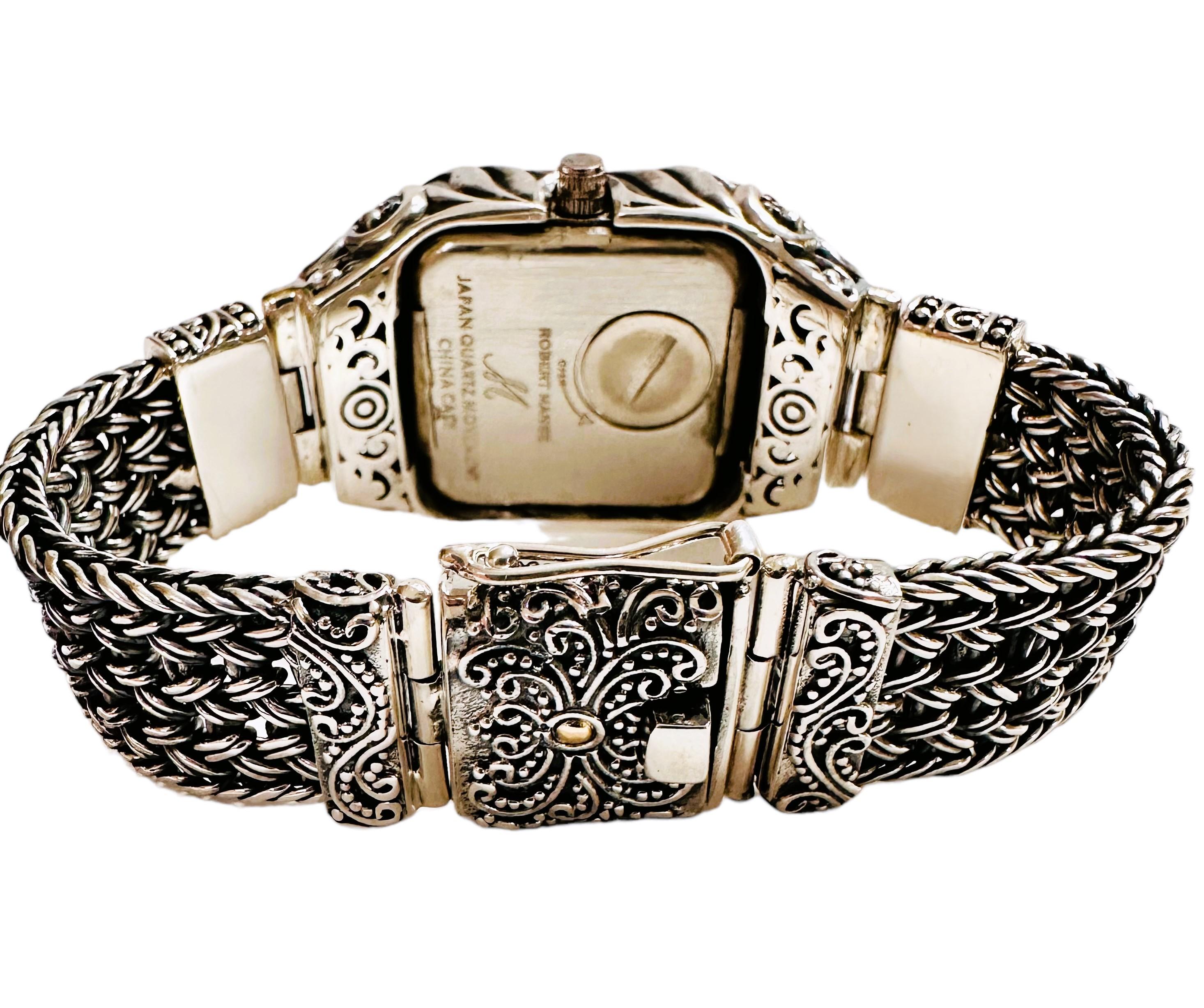 18k and Sterling Silver Topaz MOP Robert Manse of Bali Quartz Watch 2