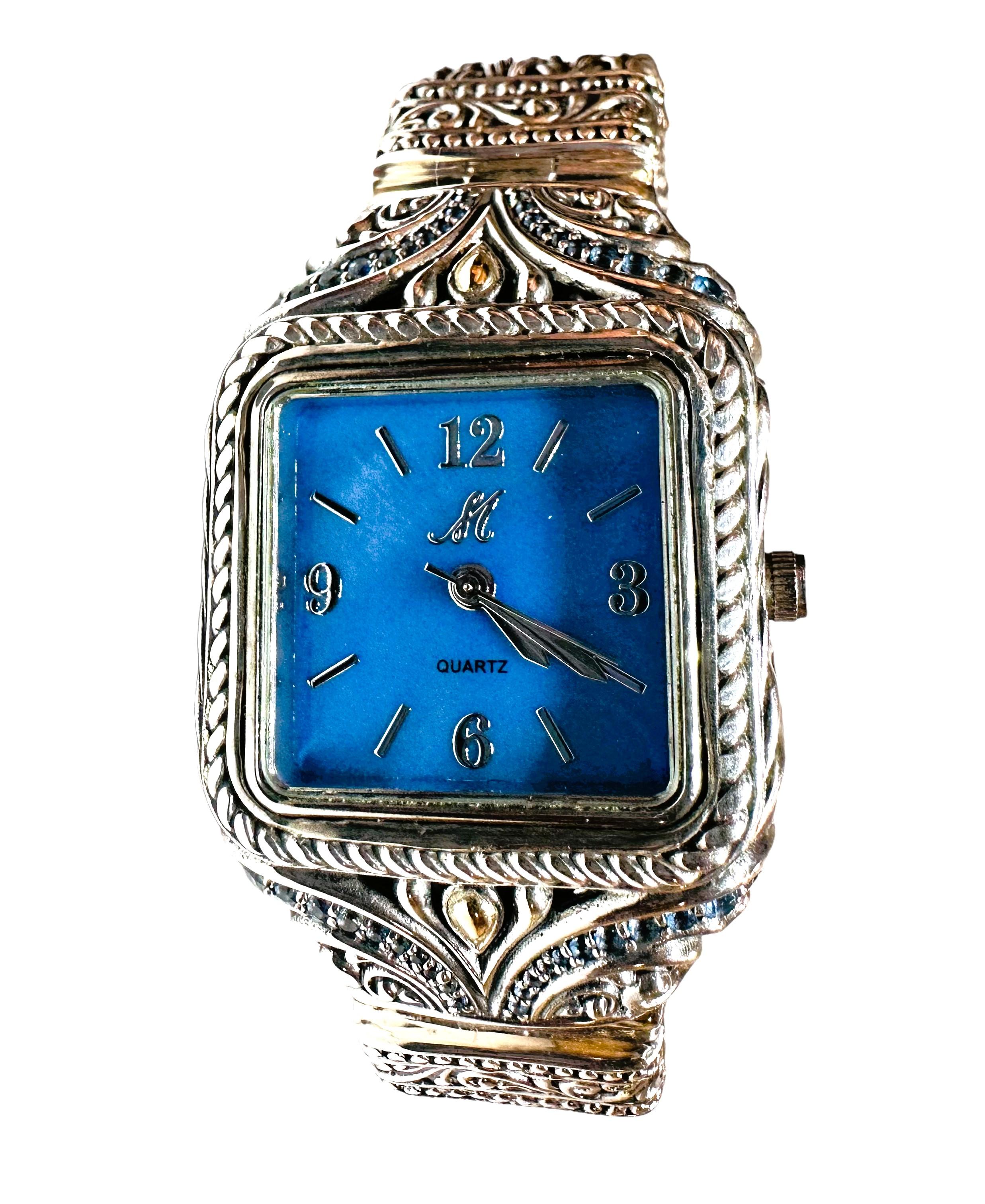 18k and Sterling Silver Topaz MOP Robert Manse of Bali Quartz Watch 3