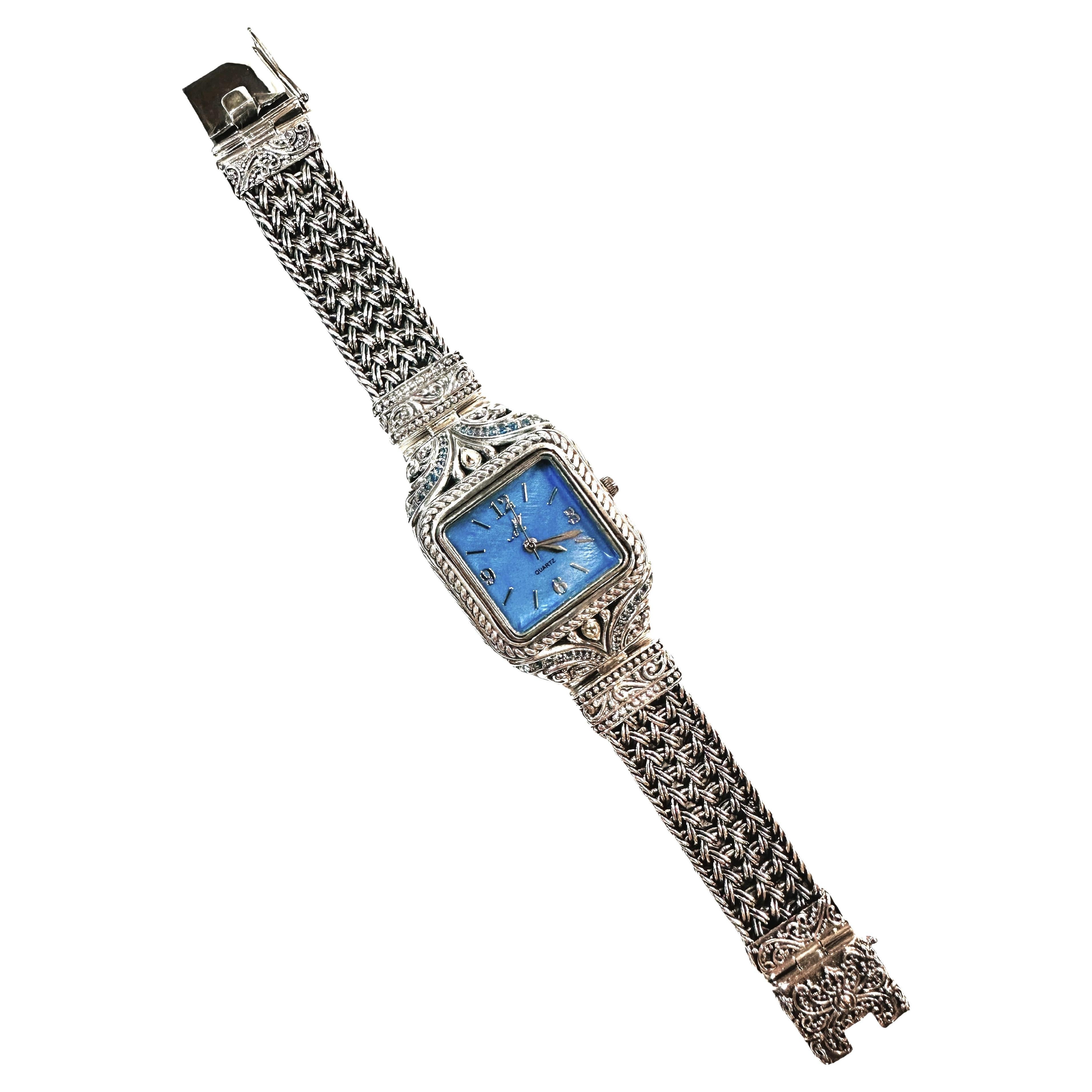 18k and Sterling Silver Topaz MOP Robert Manse of Bali Quartz Watch