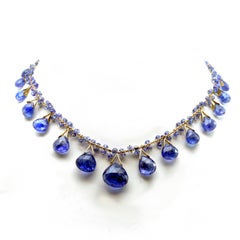 18k and Tanzanite Briolette Necklace with Faceting Grade Tanzanite Beads in 18k