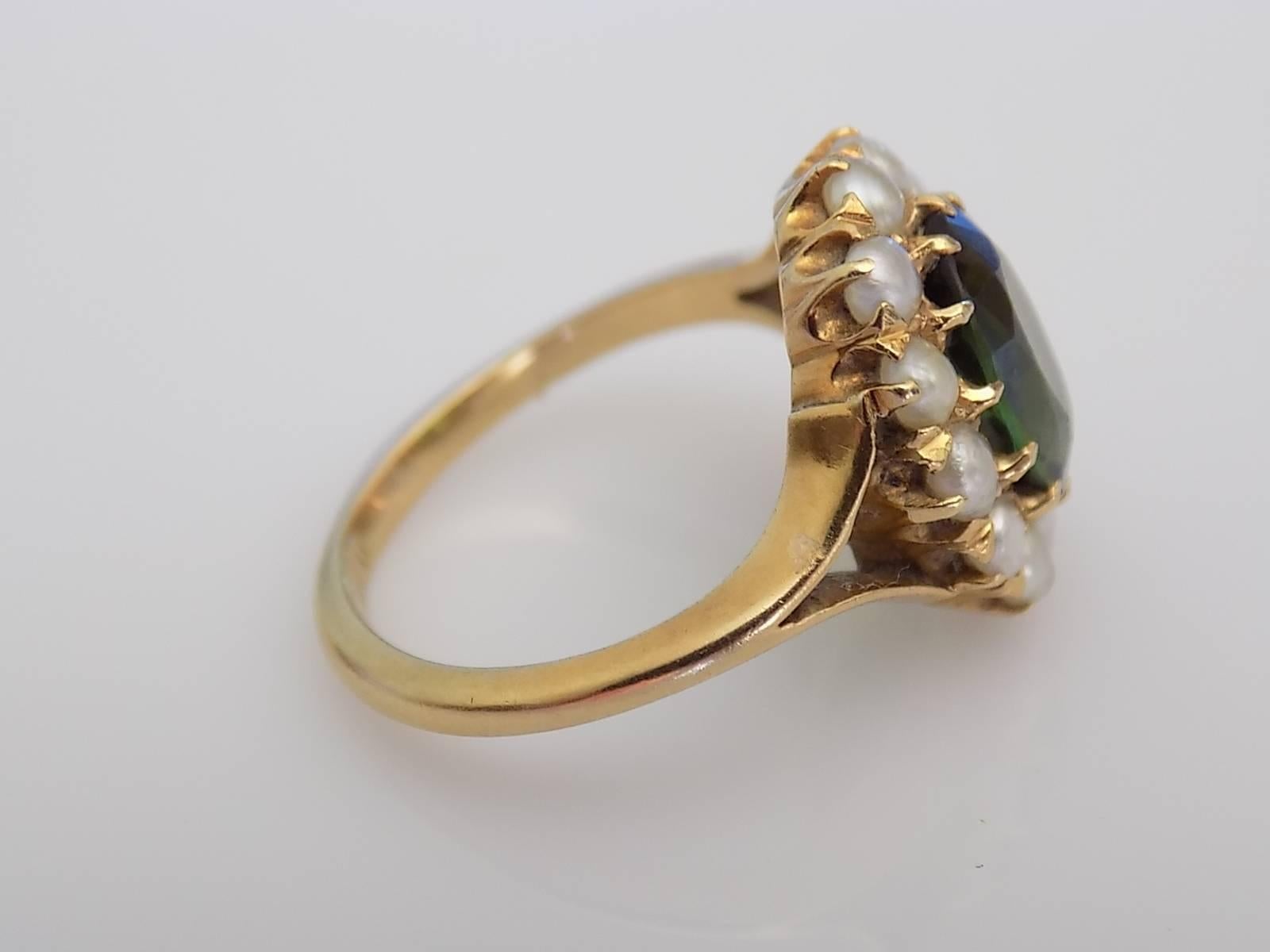tourmaline and pearl ring