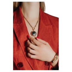 18K Antique Victorian Onyx Mourning Locket, Remontoir Watch Gold Bird Locket
