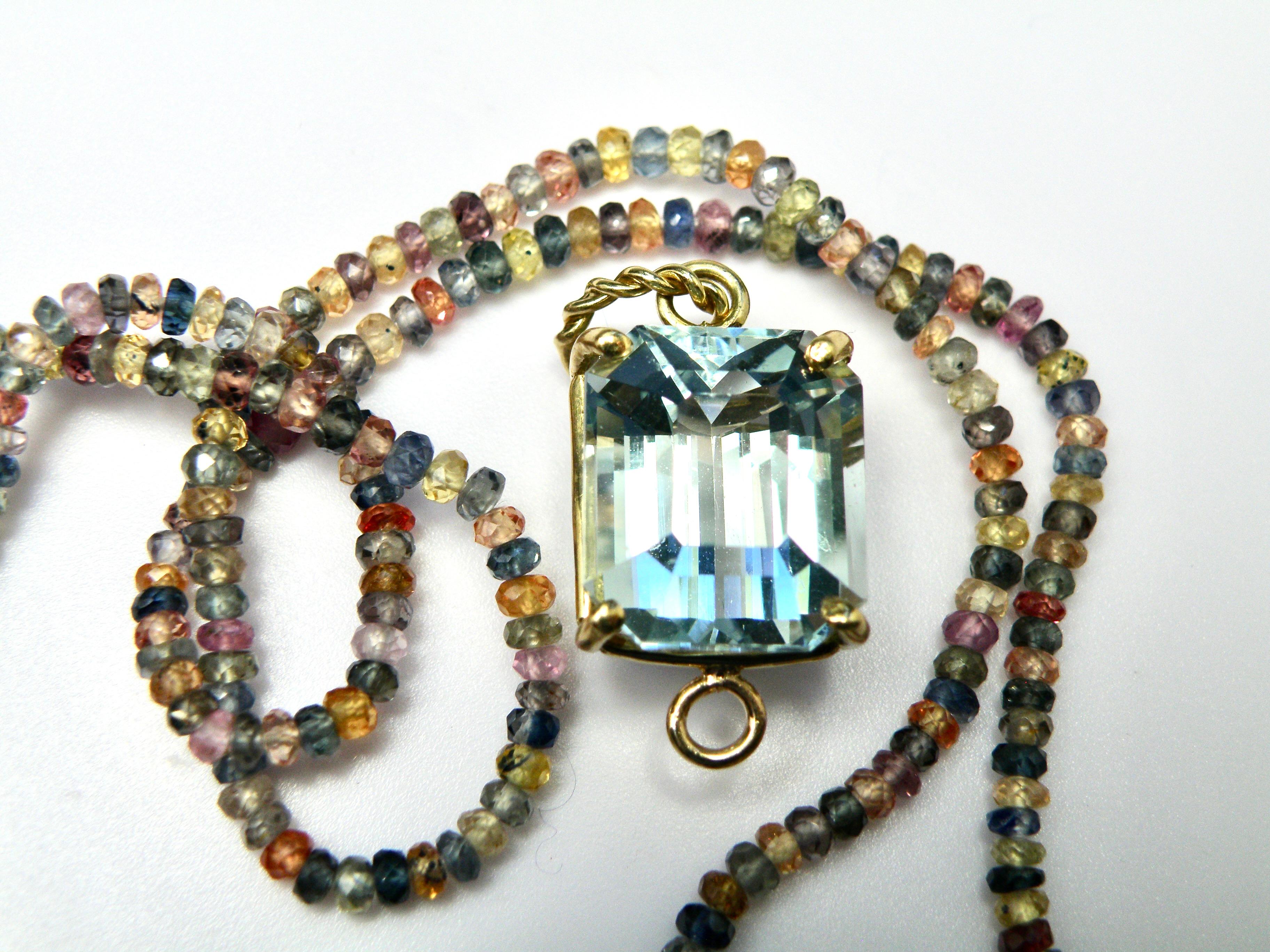 18k Aquamarin-Anhänger, 25 Karat, 18k Korbfassung im Angebot 2