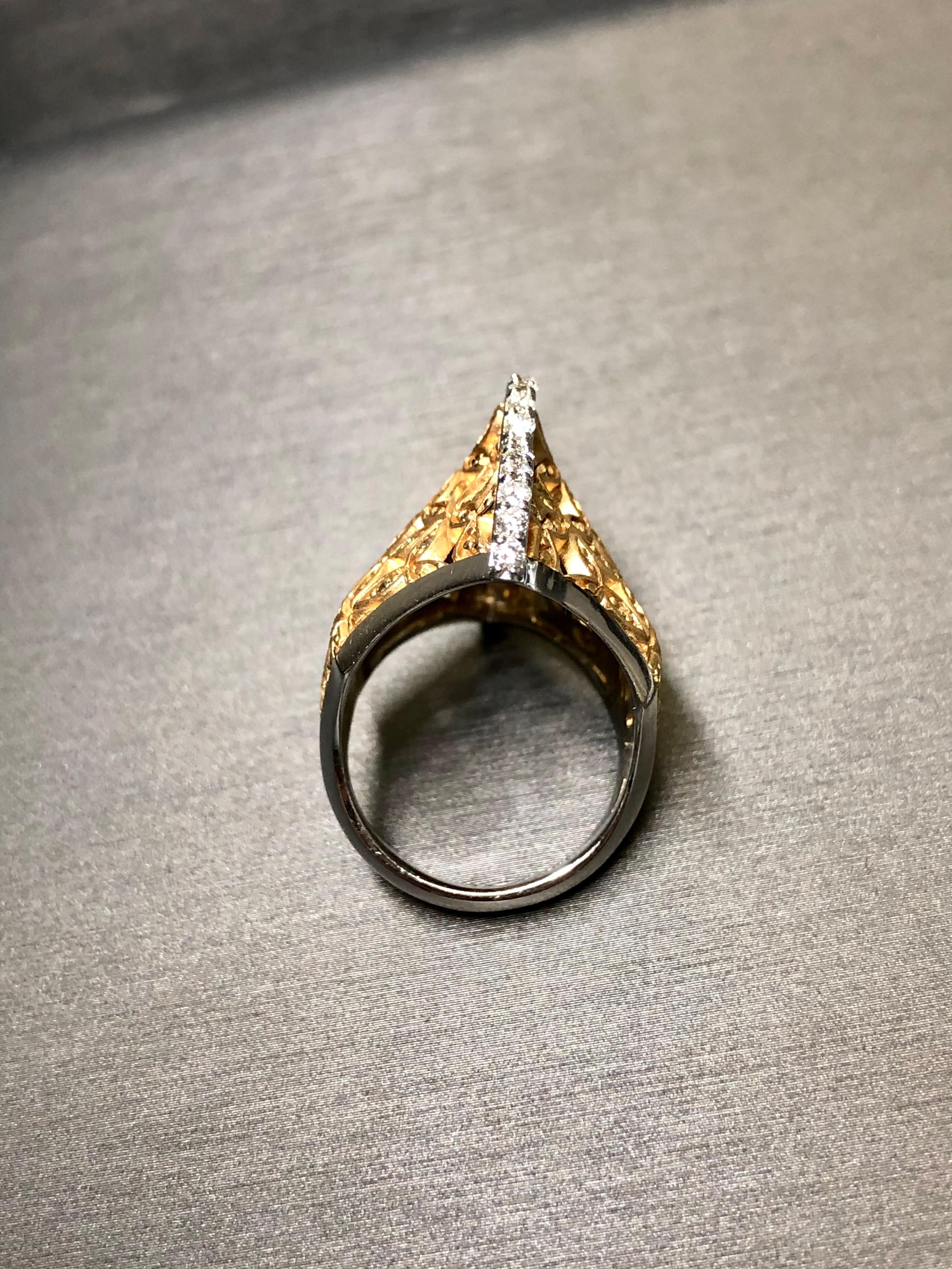 18K ARMAGGAN White Rose Gold Diamond Floral Open Work Cocktail Ring Sz 7.5  For Sale 3