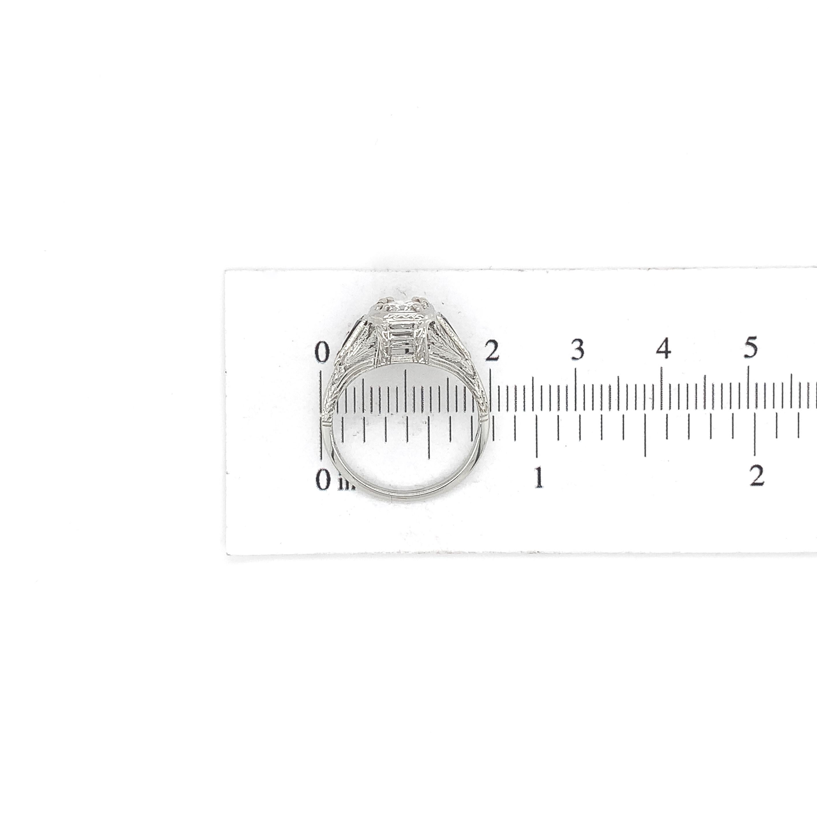 18K Art Deco .41ct Diamond Filigree Ring with GIA Report For Sale 4