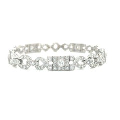 18K Art Deco Diamond Pave Geometric Bracelet White Gold