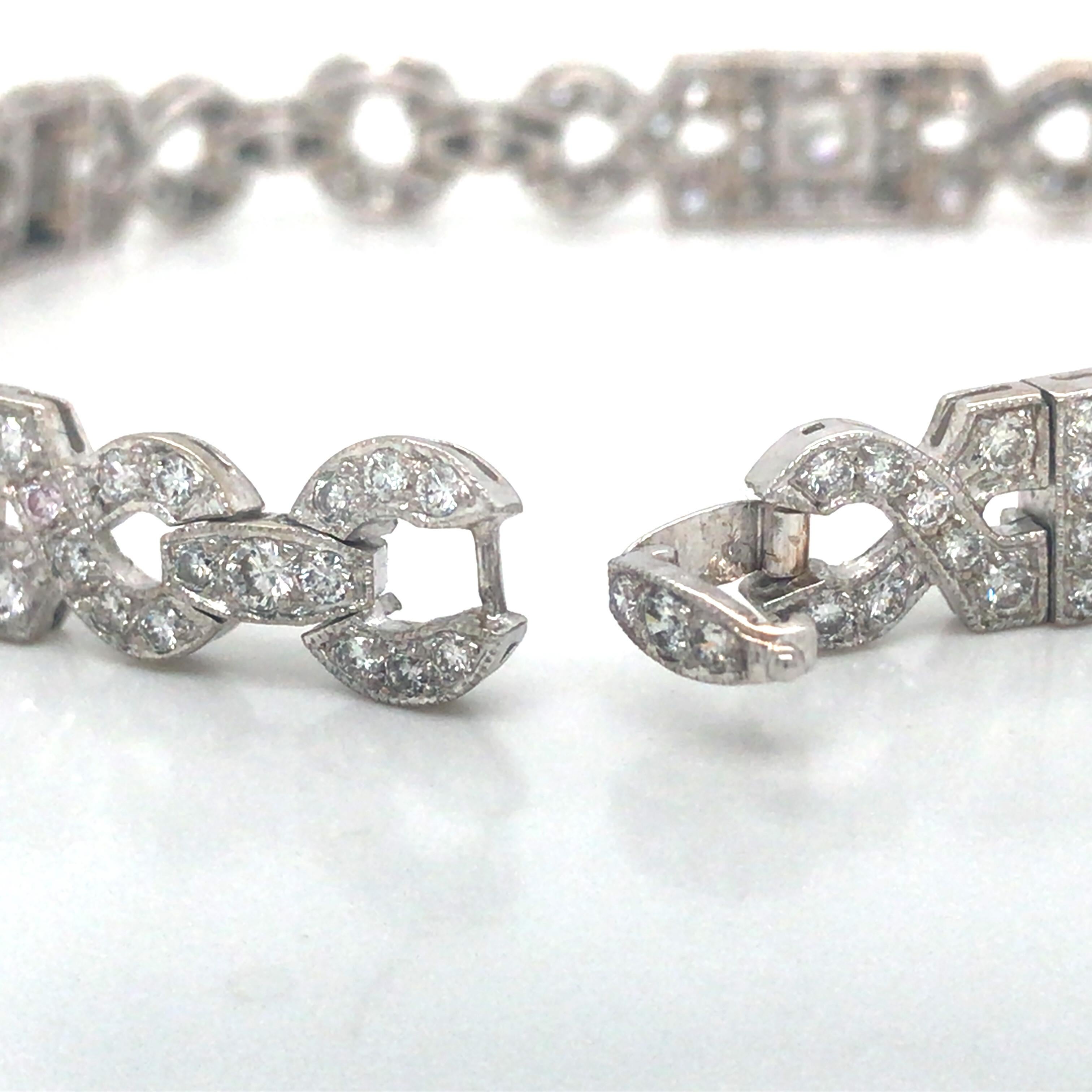 18K Art Deco Diamond Pave Geometric Bracelet White Gold For Sale 2