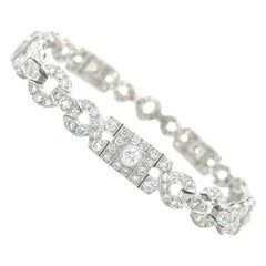 18K Art Deco Diamond Pave Geometric Bracelet White Gold
