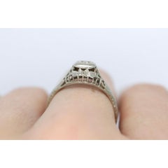 18k Art Deco Diamond ring. 18k White Gold Filigree Ring