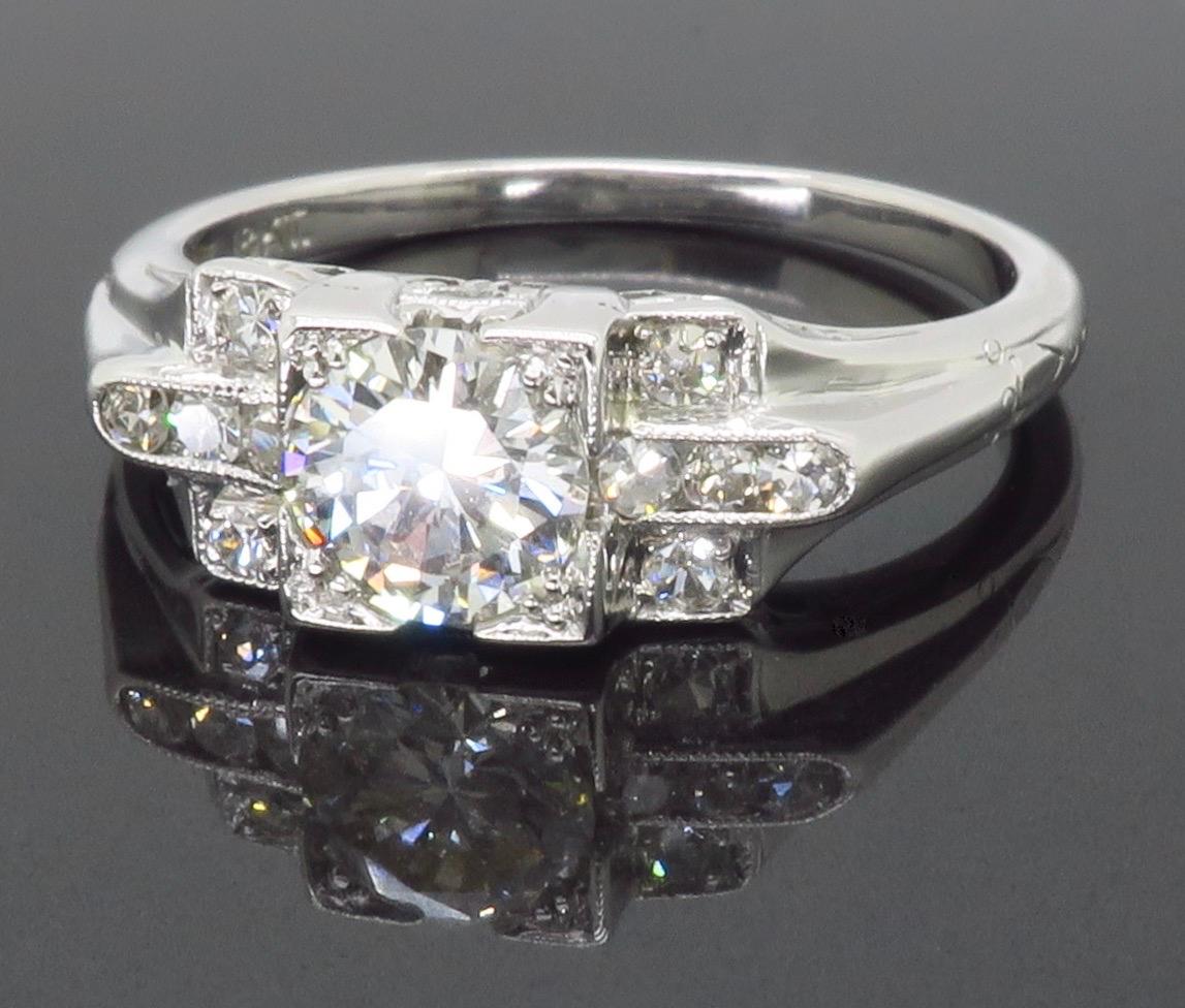 18K Art Deco Diamond Ring 9