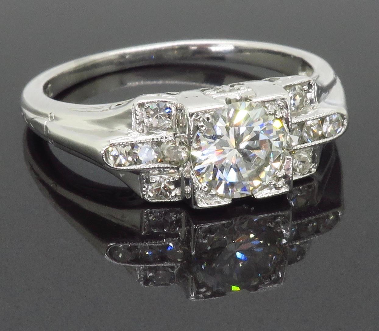 18K Art Deco Diamond Ring 14