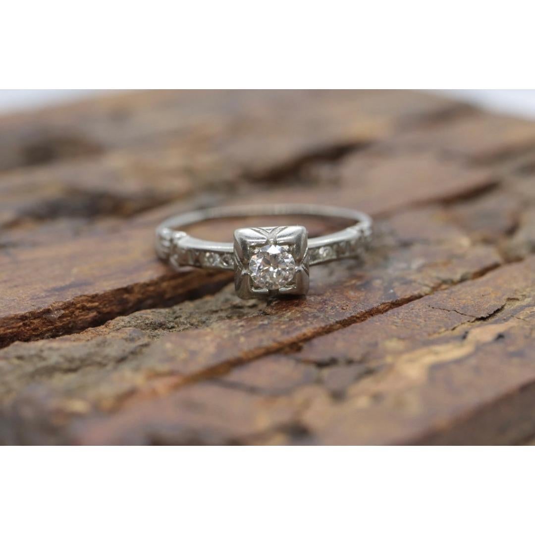 18k ART DECO Diamant Solitär-Ring. 18k Großer Diamant-Verlobungsring. 1920er Jahre (Rundschliff)