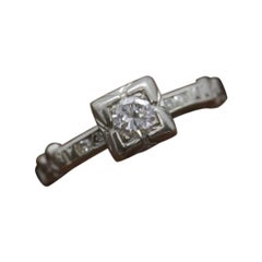 18k ART DECO Diamant Solitär-Ring. 18k Großer Diamant-Verlobungsring. 1920er Jahre