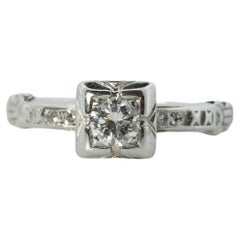 18k ART DECO Diamant Solitär-Ring. 18k Großer Diamant-Verlobungsring. 1920er Jahre