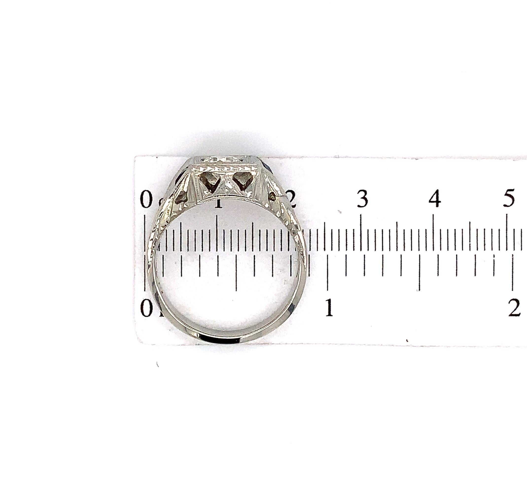 18K Art Deco Men's Diamond & Sapphire Ring In Good Condition In Big Bend, WI