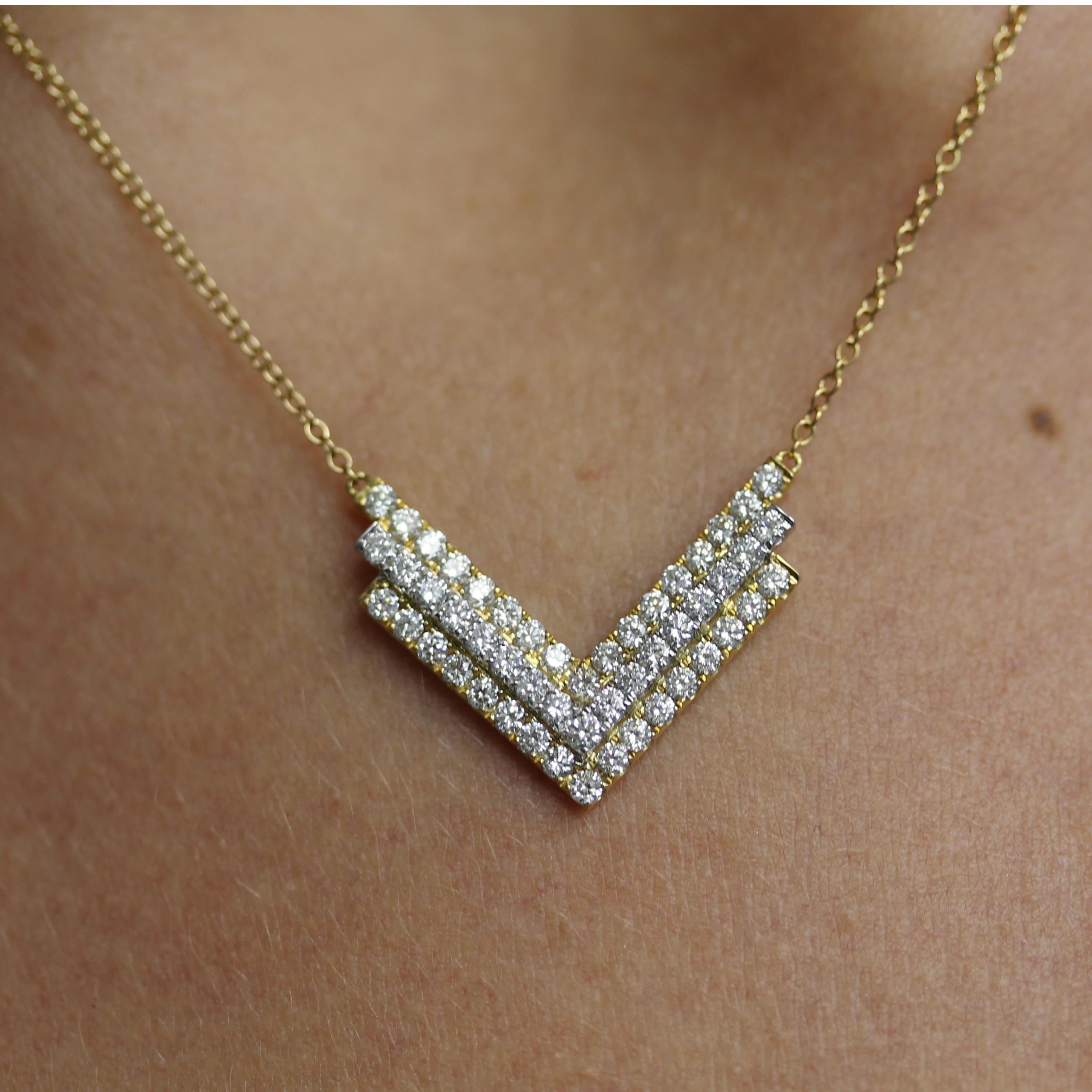 chevron diamond necklace