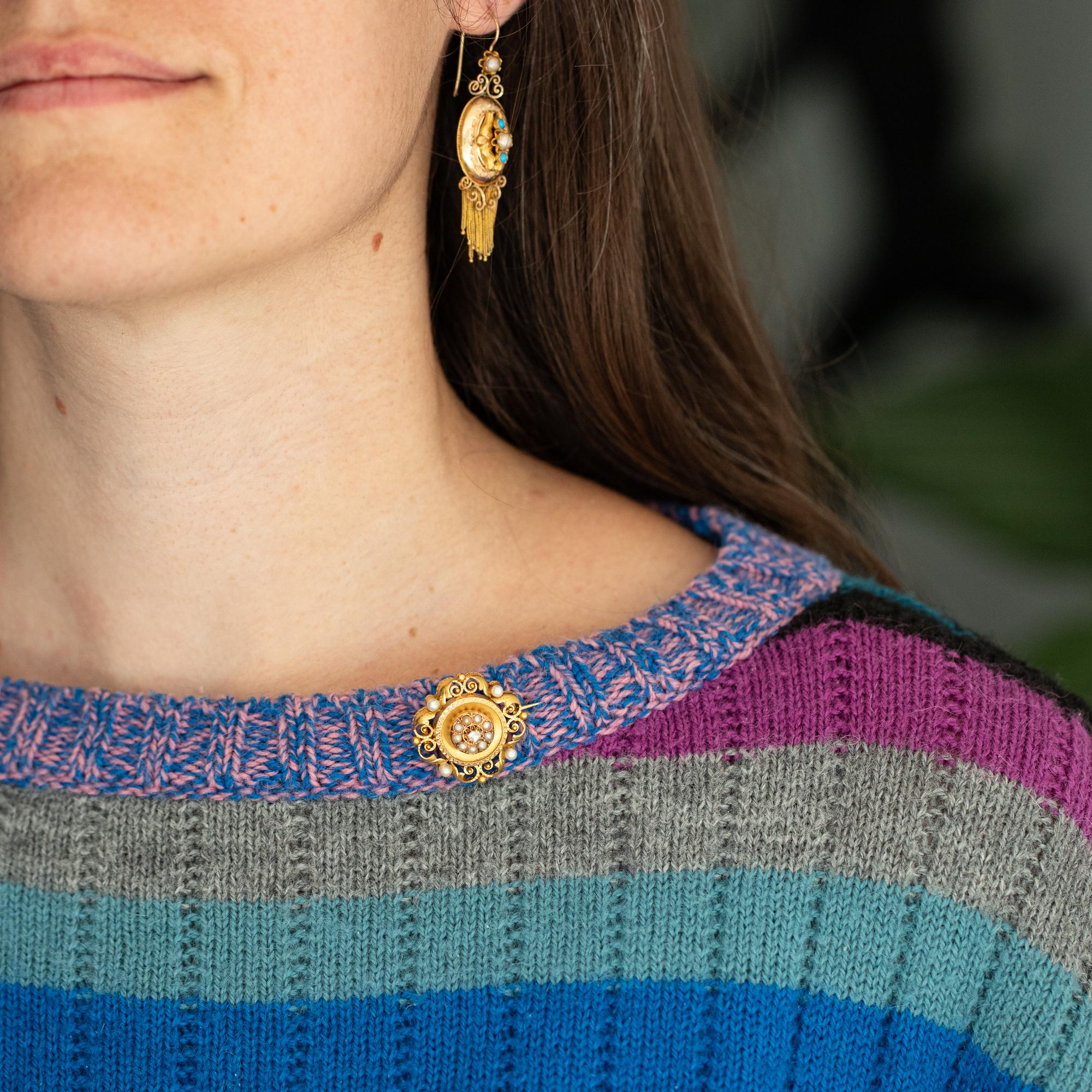 We are happy to introduce you to this work of art from the Napoleon III period during the late 19th century, also known as the late Victorian period. This collar brooch is crafted 18 K solid gold and features stunning geometrical decoration. In the