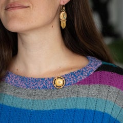 18k Art Nouveau brooch - Late Victorian jewelry - Floral Napoleon III pin