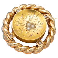 Broche Art Nouveau 18k - Joyería victoriana tardía - Alfiler Floral Napoleón III