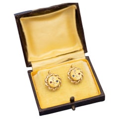 Boucles d'oreilles Art Nouveau 18 carats - Bijoux d'amoureux victoriens - Boucles d'oreilles dormeuse 18 carats