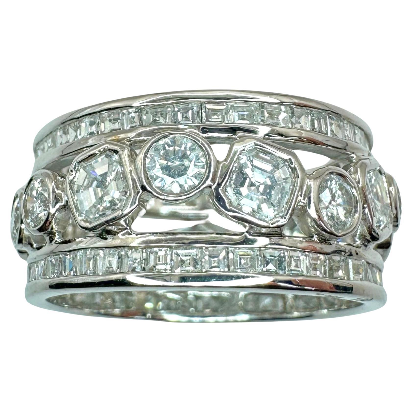 18k Asscher Cut Diamant Band Ring