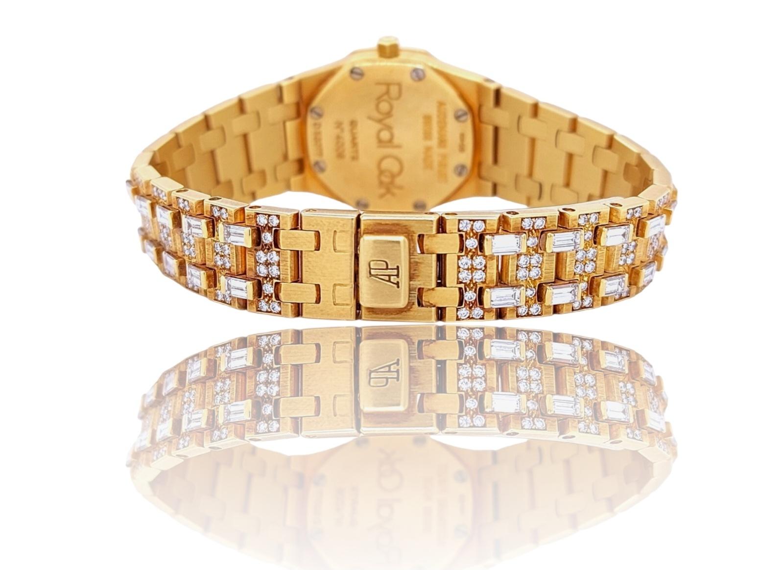 18k Audemars Piguet Royal Oak Full Factory Diamonds Wrist Watch  For Sale 3