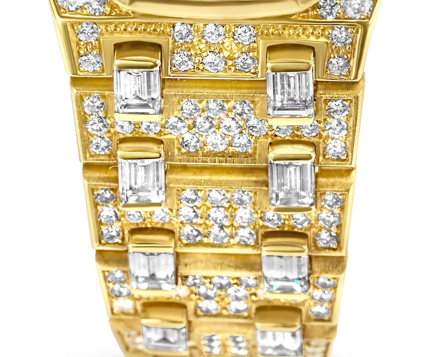 18k Audemars Piguet Royal Oak Full Factory Diamant-Armbanduhr  (Baguetteschliff) im Angebot