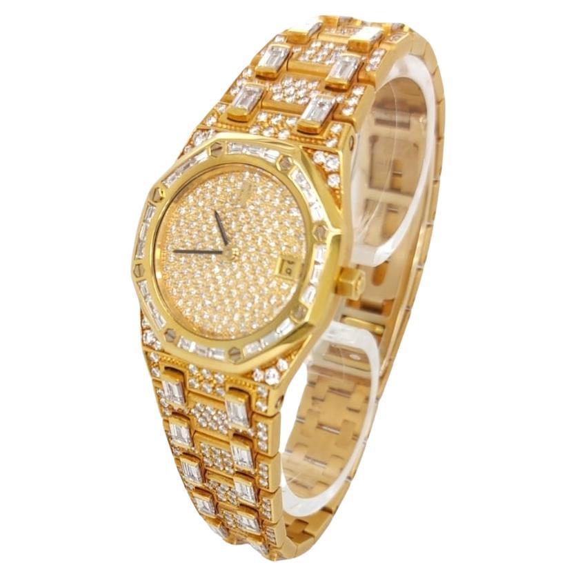 18k Audemars Piguet Royal Oak Full Factory Diamant-Armbanduhr  im Zustand „Hervorragend“ im Angebot in Antwerp, BE