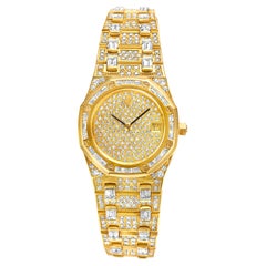 18k Audemars Piguet Royal Oak Full Factory Diamonds Wrist Watch 