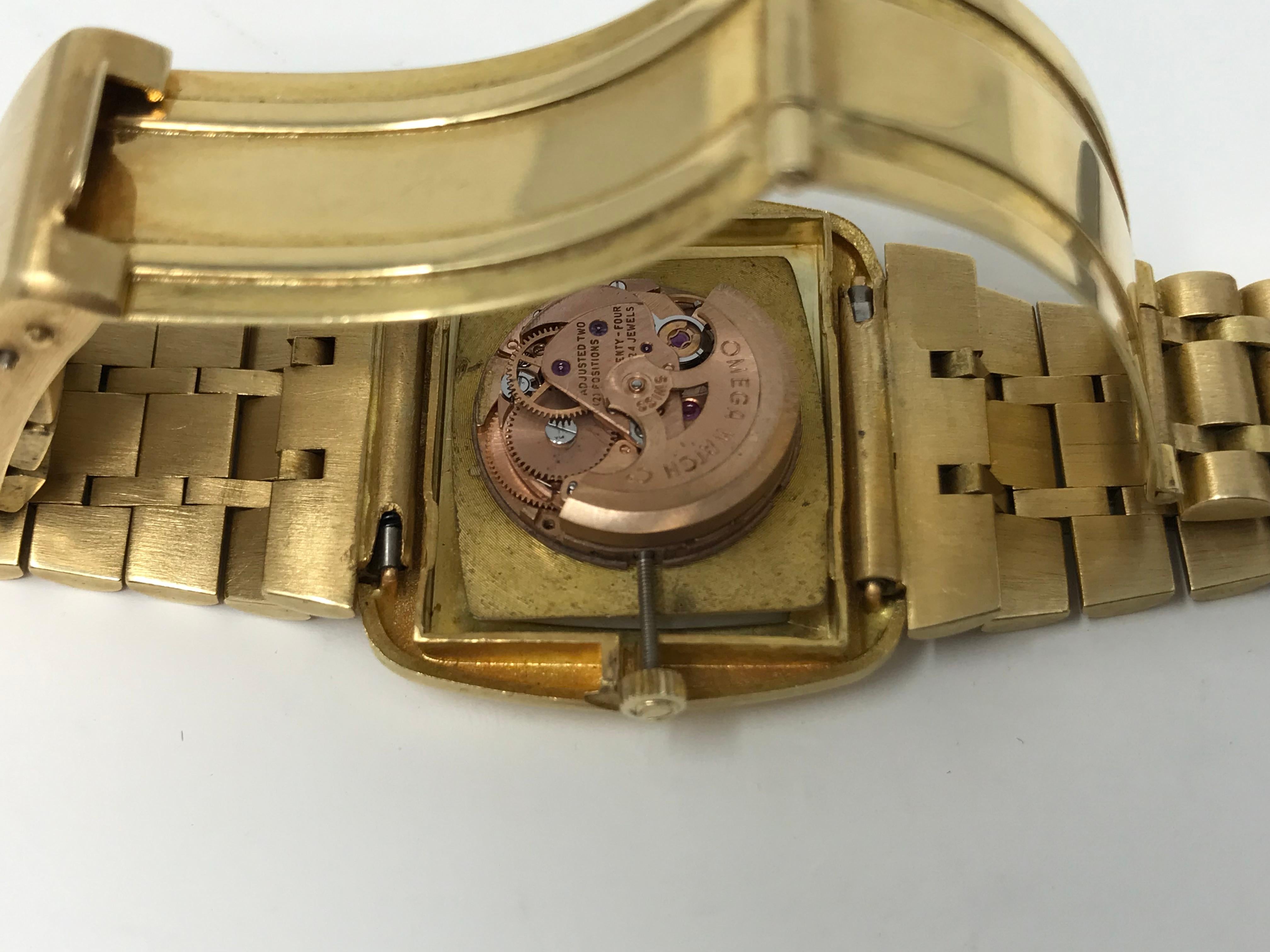 18k Automatic Omega Lady Watch and Bracelet For Sale 4