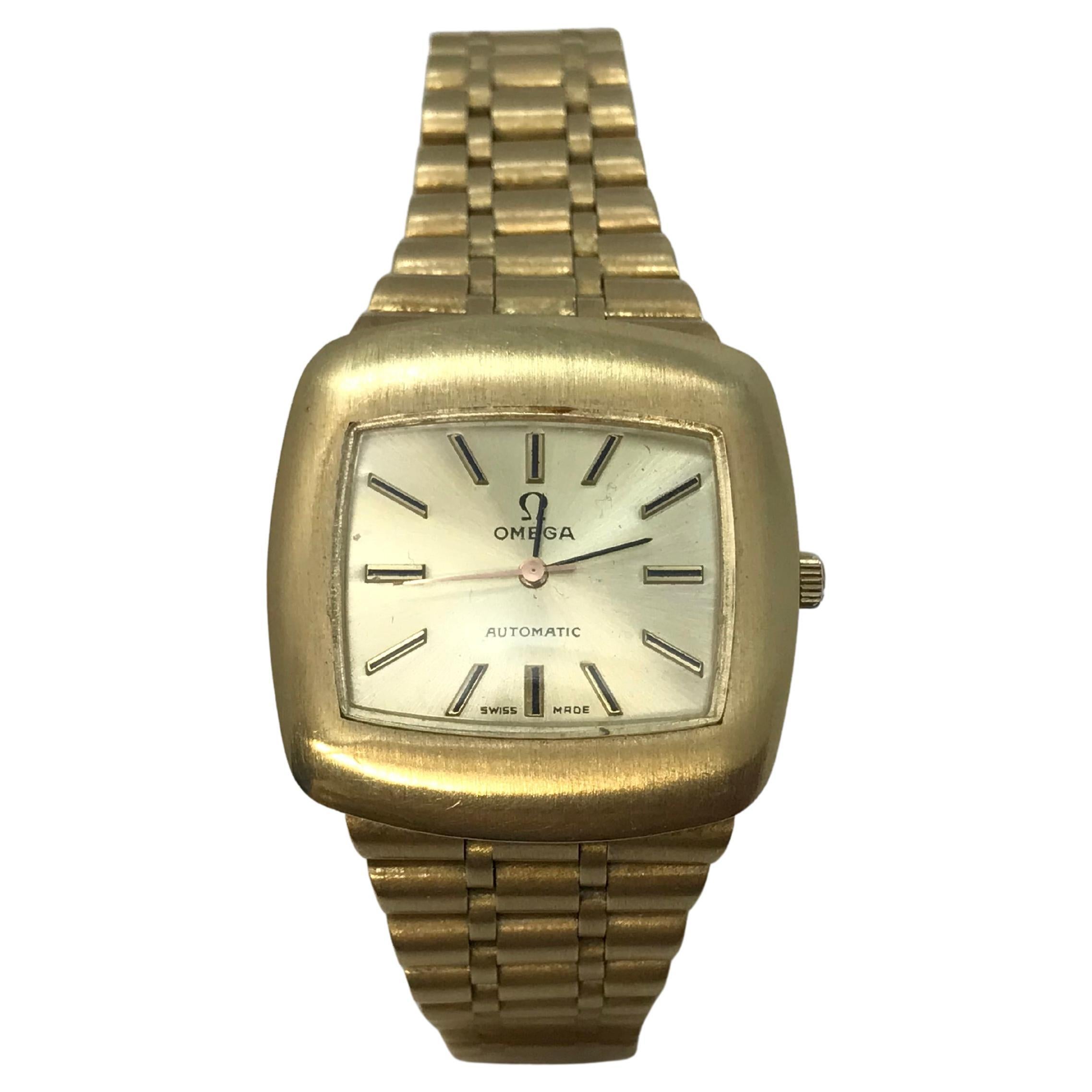 18k Automatic Omega Lady Watch and Bracelet For Sale
